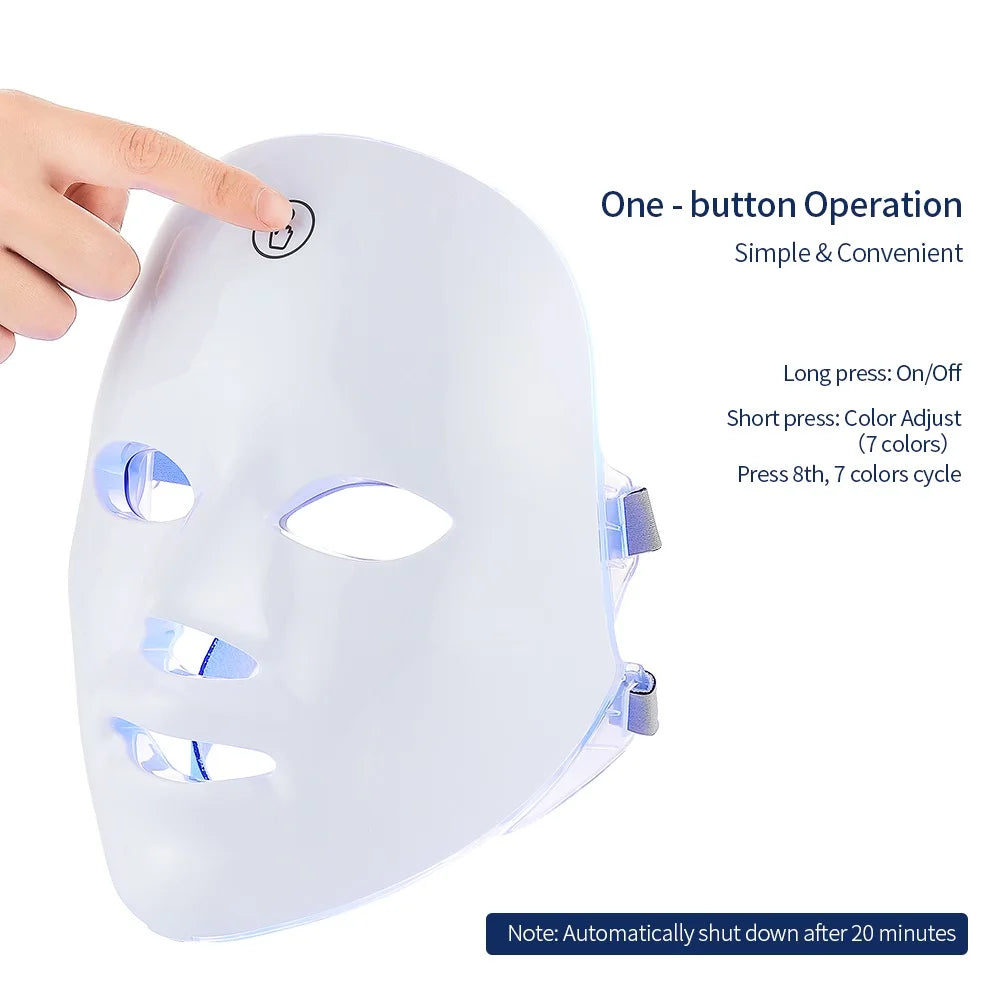 Máscara LED Facial 7 Colores — Fototerapia Antiedad y Antiacné