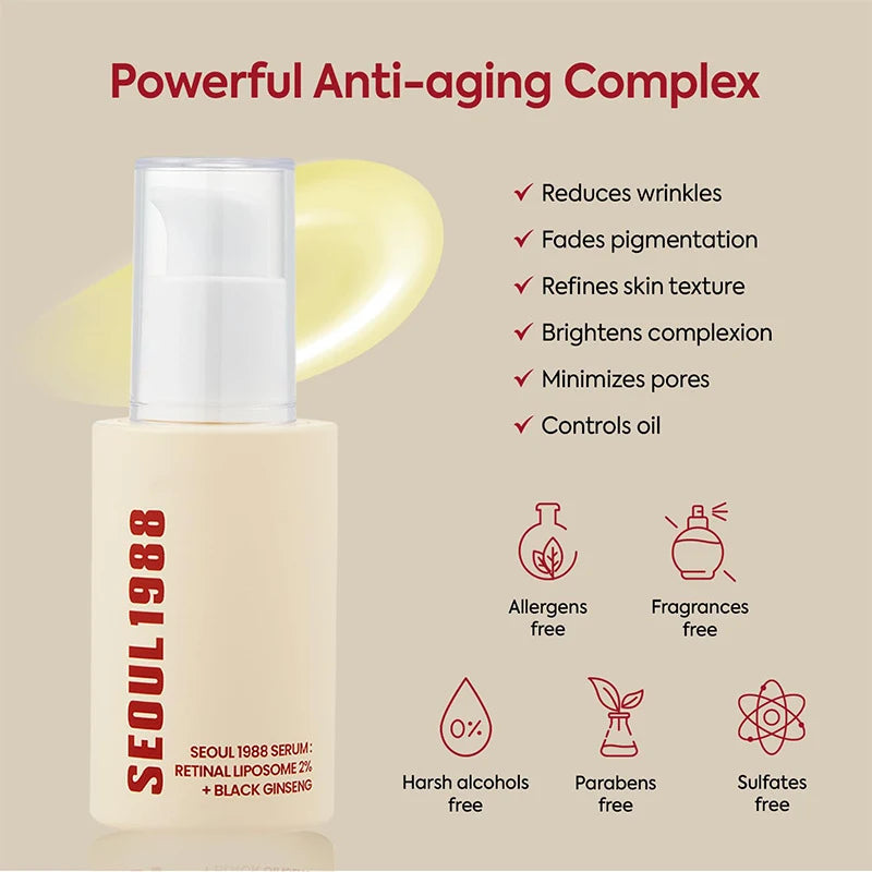 Sérum Retinol Seoul 1988 — Antiedad Coreano con Ginseng Negro